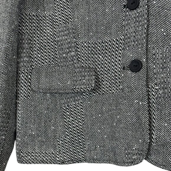 Coldwater Creek Wool Blend Tweed Herringbone Shimmer Metallic Jacket Gray Size L - Picture 4 of 10